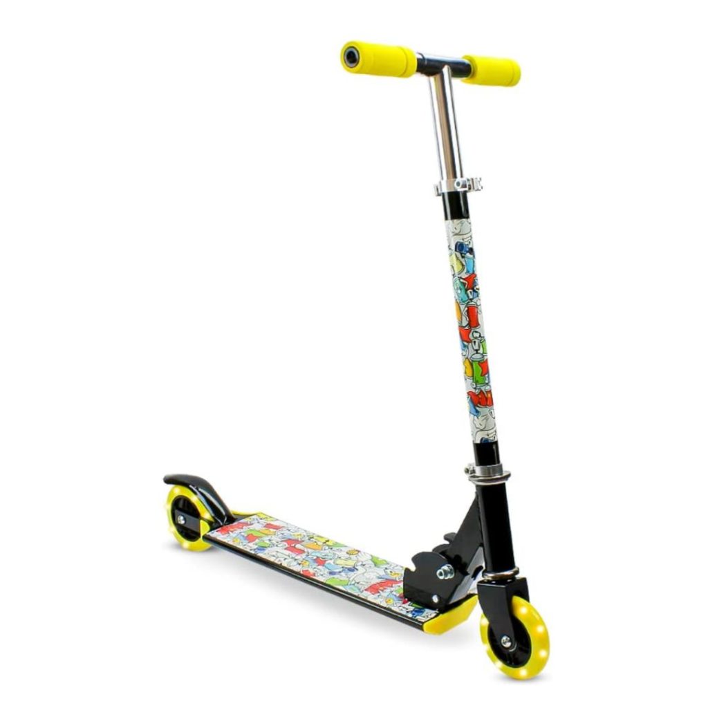 Patinete Masculino Infantil 2 Rodas Com Led Vermelho Azul E Amarelo Bbr Toys