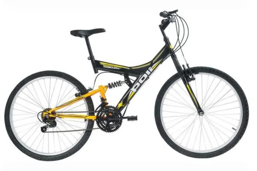 Bicicleta Full Suspension Kanguru Aro 26 Branca Polimet 2