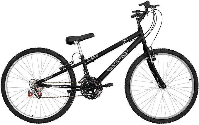 Bicicleta Ultra Bikes Rebaixada Aro 26 Reforcada Freio V Brake – 18 Marchas Preto Fosco