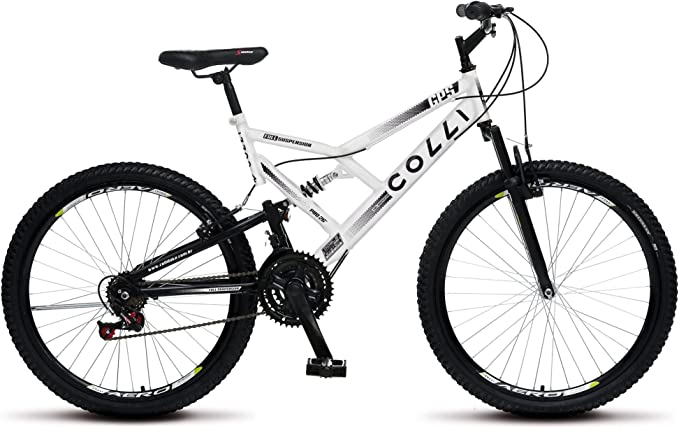 Colli Bike Bicicleta GPS 148 Dupla Suspensao e Freios V Brake Aro 26 Aero 36 Raias 21 Marchas 1